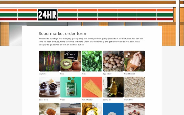 Supermarket order form