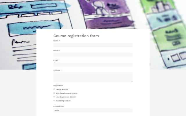 Course registration form